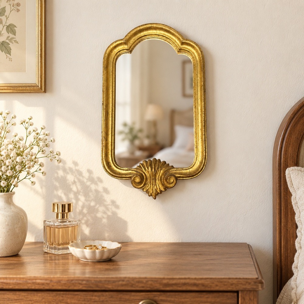 Vintage RDE Imports Italy Gold Gilt Florentine Wall Mirror Rococo Handmade